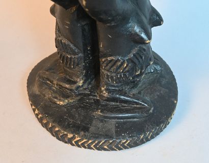 Tabouret caryatide Luba à double personnage...