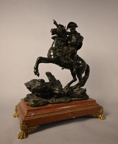 Napoleon on horseback, bronze sculpture on...