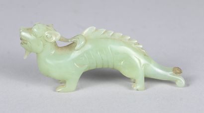 Celadon jade statuette of a chimera, China,...