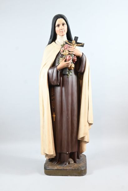 Religious statue in polychrome plaster, Sainte...