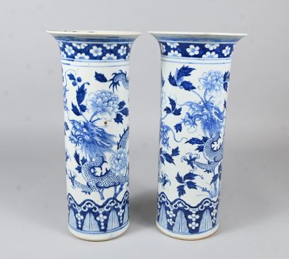 Pair of large Chinese blue and white porcelain...