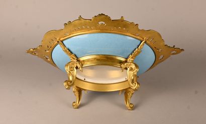 Porcelain dish mounted in gilt bronze, signed...