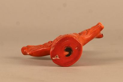 Figure chinoise en corail rouge sculpté –...