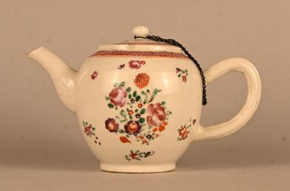 Famille Rose porcelain globular teapot decorated...