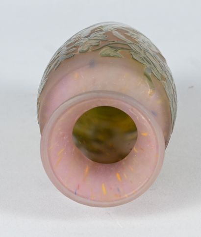 Multi-layered glass vase with acid-etched...