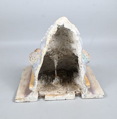 Neo-Gothic polychrome plaster wall console...