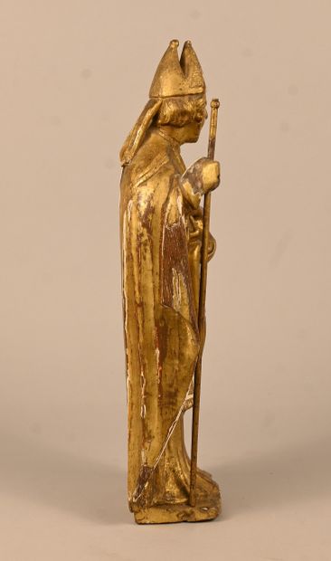 Saint Augustin as bishop Baroque gilded wood...