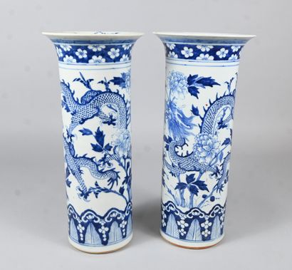Pair of large Chinese blue and white porcelain...