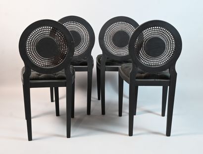 Suite of 4 Masonic chairs, Liège, late 19th...