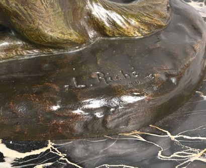 Art Deco bronze sculpture of a woman with...
