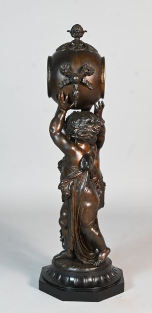 Napoleon III-style clock sculpture in patinated...