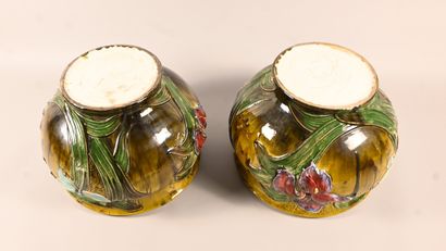 Pair of monumental planters on earthenware...