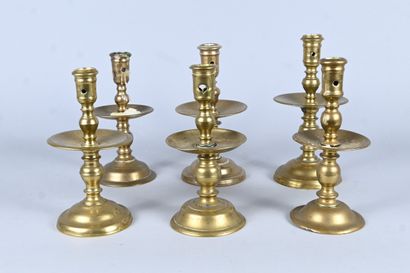 Set of six Heemskerk bronze candlesticks...