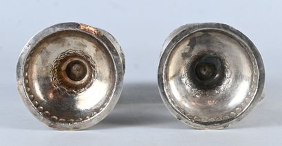 Pair of solid silver spice pourers, Liège,...