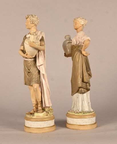Pair of Royal Dux Bohemia porcelain water...