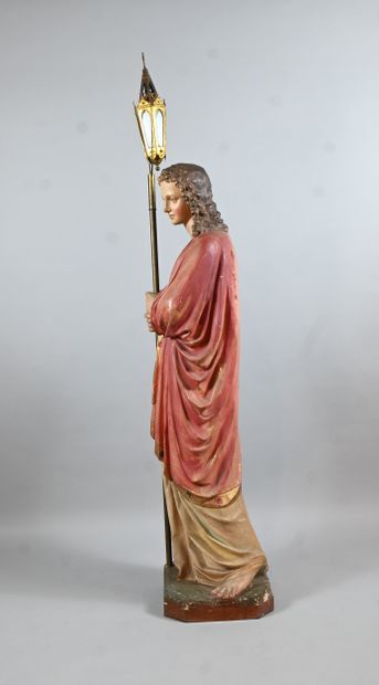 Neo-Gothic plaster statue of an angel with...