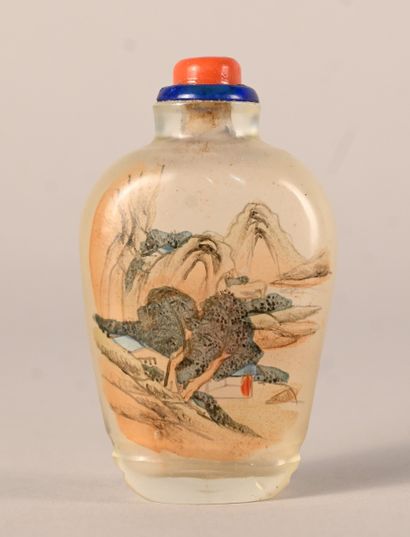 Internally painted glass snuff bottle, China,...