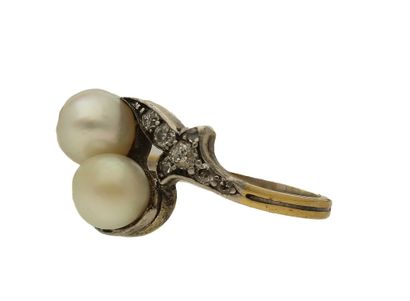 Diamond and pearl ring, late 19th century
Set...