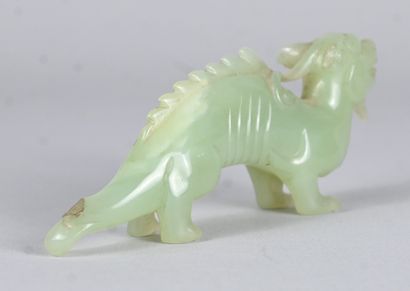 Celadon jade statuette of a chimera, China,...