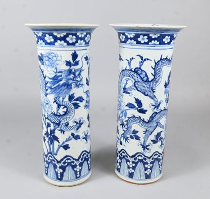 Pair of large Chinese blue and white porcelain...