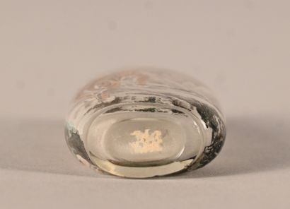 Snuff bottle in glass painted on the inside...