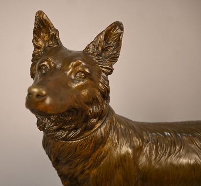 Bronze police dog after D. H. Chiparus -...