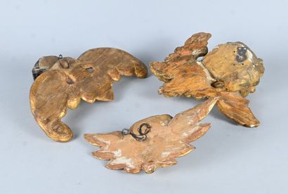 Set of three baroque carved wood angel heads
Set...