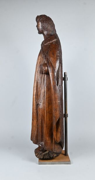 Carved wooden religious statue, 16th century,...
