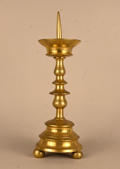 Bronze spindle candlestick Flanders late...