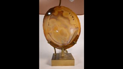 Sculptural table lamp in carnelian and brass,...