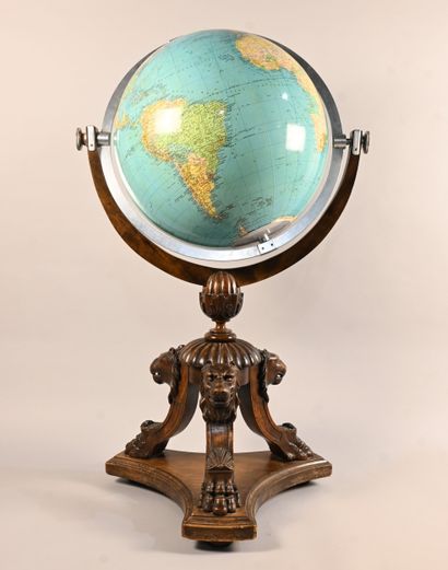 Columbus Duo Globe on carved wooden base,...