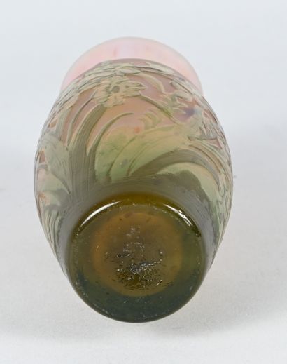 Multi-layered glass vase with acid-etched...