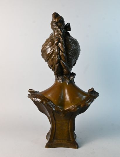 Female bust in patinated regula, signed A....