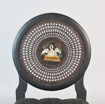 Suite of 4 Masonic chairs, Liège, late 19th...