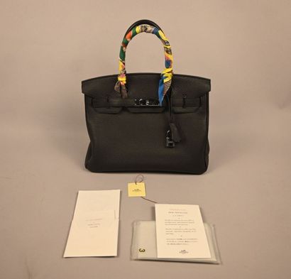 Hermès Birkin 30 in black grained leather,...