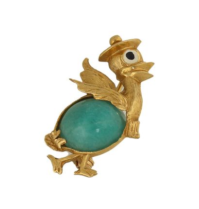 Duck brooch in amazonite, mid-20th century
Set...