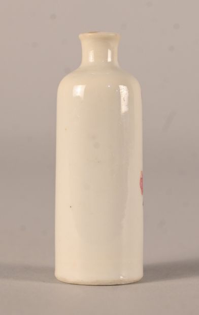 Porcelain snuff bottle with polychrome floral...