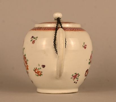 Famille Rose porcelain globular teapot decorated...