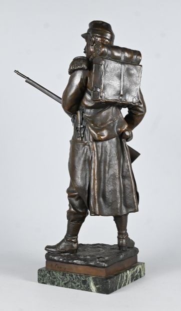 Qui vive! bronze statue of a soldier by A....