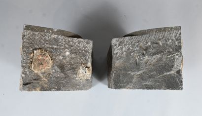 Pair of carved bluestone ornaments, 19th...