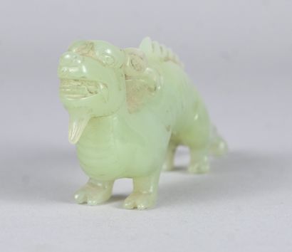 Celadon jade statuette of a chimera, China,...