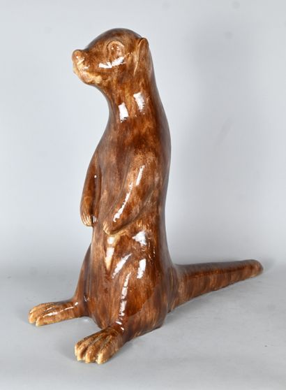 Sculpture animalière en grès émaillé représentant...