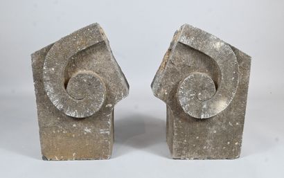 Pair of carved bluestone ornaments, 19th...