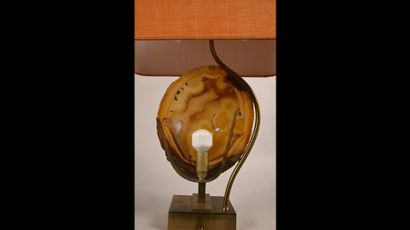Sculptural table lamp in carnelian and brass,...