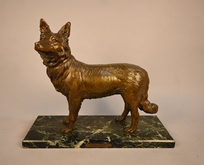 Bronze police dog after D. H. Chiparus -...