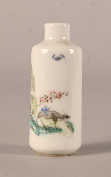 Porcelain snuff bottle with bird and landscape...