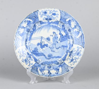 Blue and white porcelain plate, Kraak style,...