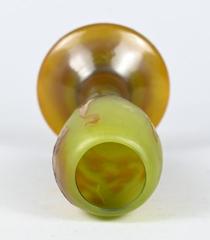 Émile Gallé, cameo glass vase with floral...