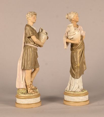Pair of Royal Dux Bohemia porcelain water...
