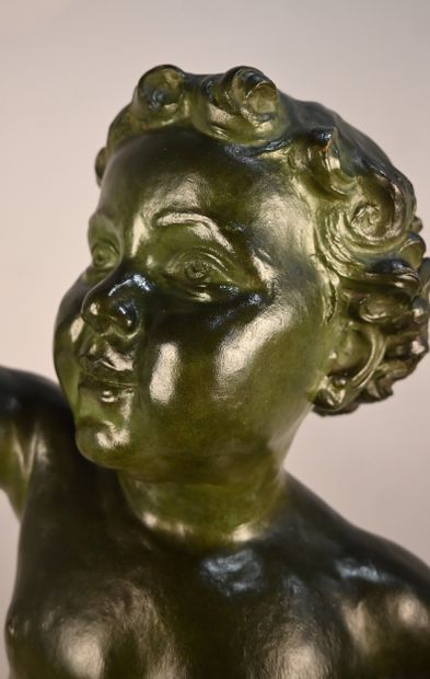 Putto in patinated bronze after Jean Camus...